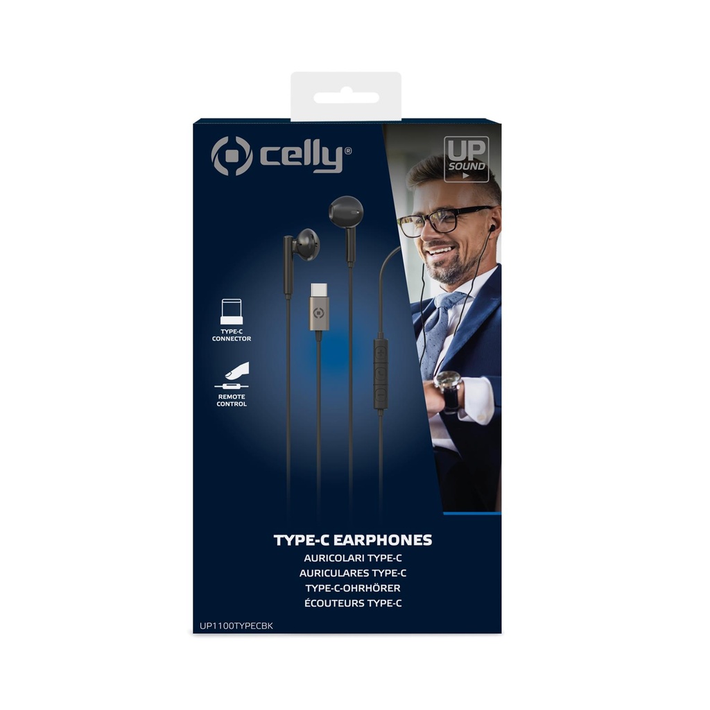 Auricolare Type-c con microfono e tasto di controllo volume, Nero